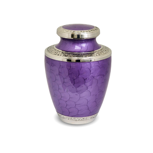 Purple Floral Adult Brass Urn