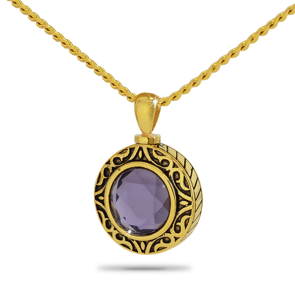 February Royal Purple Gold Steel Keepsake